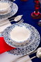 Hermia Laleli Juego de Cena de Porcelana 18 Piezas Blanco y Azul